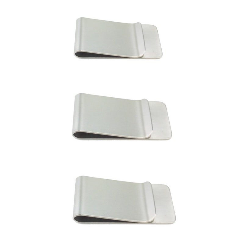 yueton Pack of 3 Brushed Stainless Steel Slim Money Clip Credit Card Cash Holder - Men's Fashion Travel Accessory - Image 1